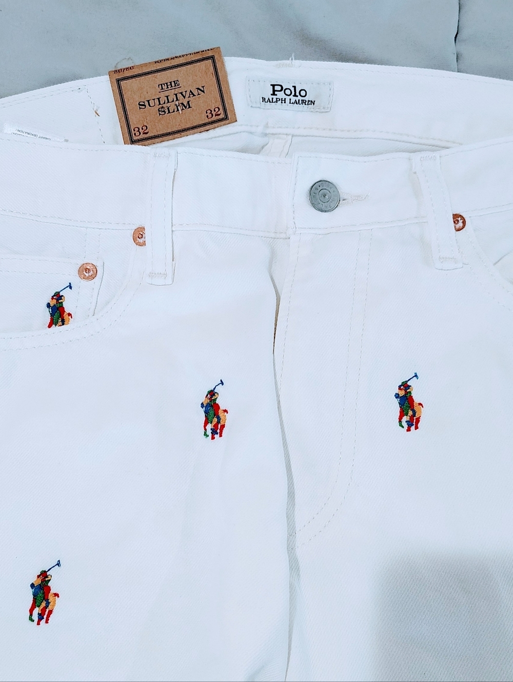 Polo Ralph Lauren Sullivan Slim 32x32 White Pony Embroidered Jeans NWT - Picture 3 of 6